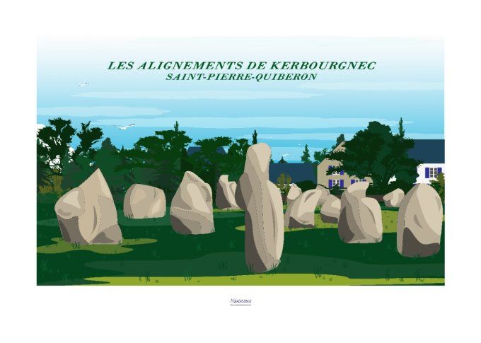 AFFICHE " LES ALIGNEMENTS DE KERBOURGNEC - ST PIERRE QUIBERON" 