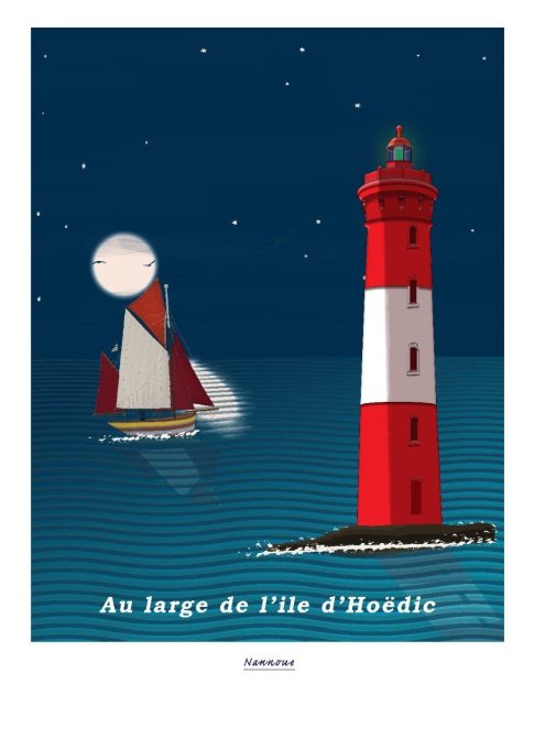 AFFICHE " AU LARGE DE L'ILE DE D'HOEDIC" 