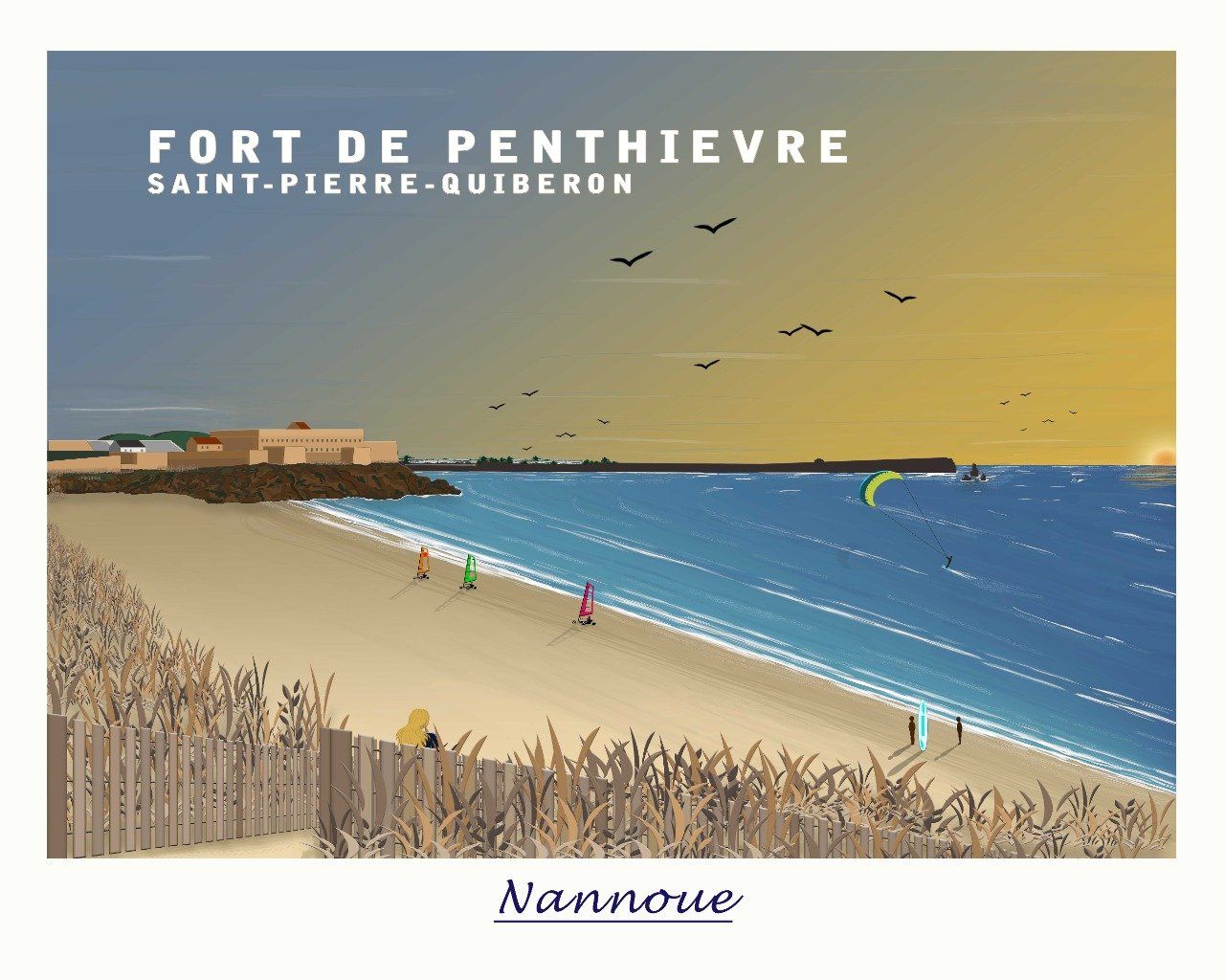 AFFICHE "FORT DE PENTHIEVRE - SAINT-PIERRE-QUIBERON"  50X40 -