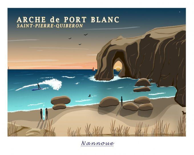 AFFICHE "ARCHE DE PORT BLANC - SAINT-PIERRE-QUIBERON"  50X40 -